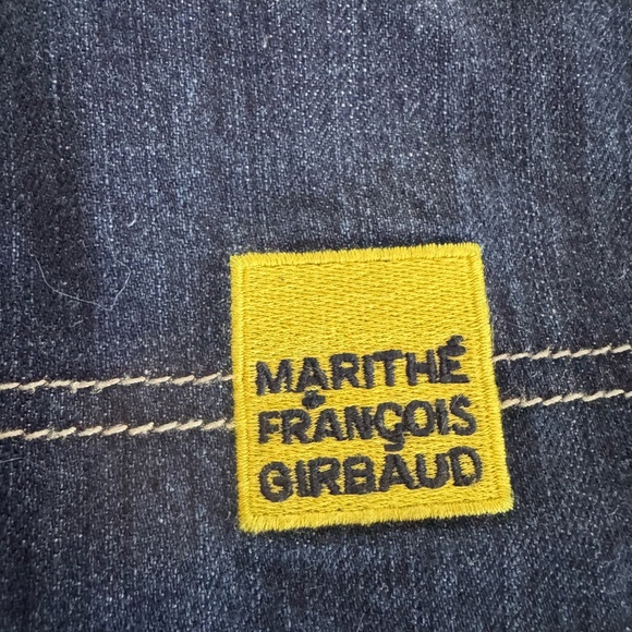 Marithé + François Girbaud Dark Wash Jeans Wide Leg Yellow Paisley Cuff Vintage - Picture 4 of 14
